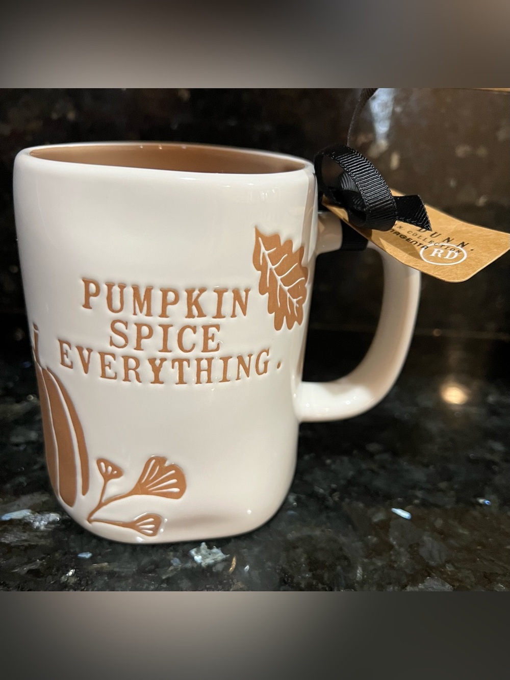 Rae Dunn Pumpkin Spice Everything Mug - White and Brown